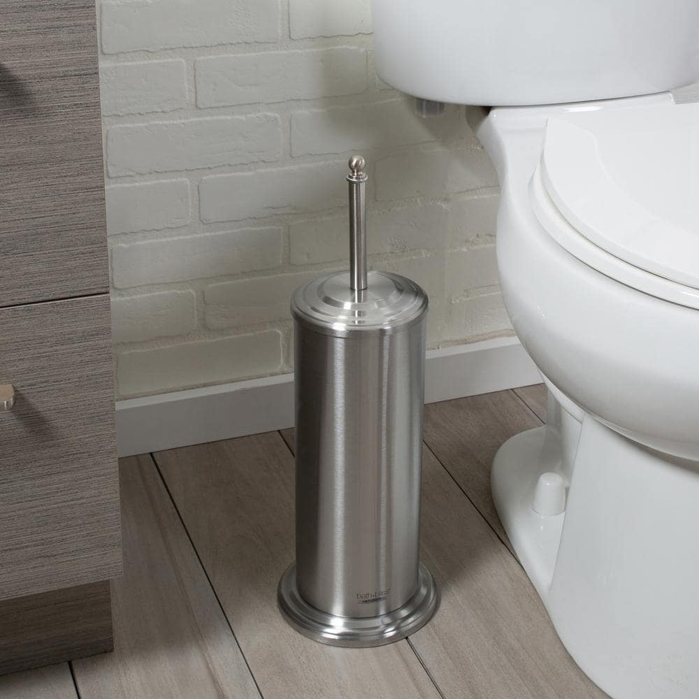 Stainless Steel 3-Piece Bathroom Set with Trash Can, Brush, and Plunger