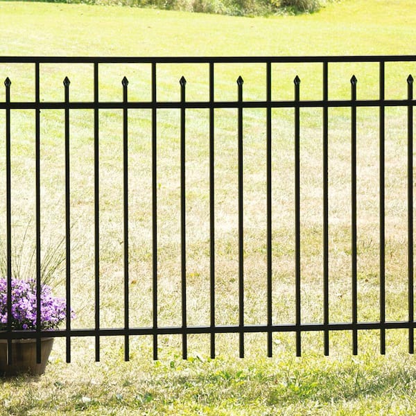 Barrette Outdoor Living Brilliance Standard-Duty 5 ft. H x 6 ft. W Black Aluminum Pre-Assembled Fence Panel