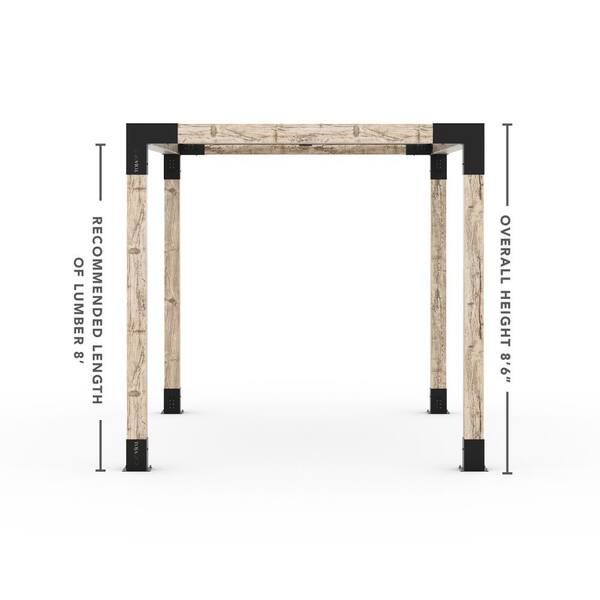 TOJA GRID 8 ft. x 12 ft. Pergola Kit with Graphite Shade Sail, for