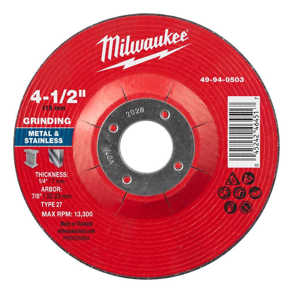 4-1/2 in. x 1/4 in. x 7/8 in. Metal Grinding Wheel-Type 27 price history on PriceWatchPro