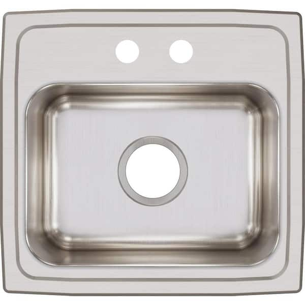 Elkay Lustertone Drop-In Stainless Steel 17 in. x 16 in. 2-Hole Single Bowl Kitchen Sink