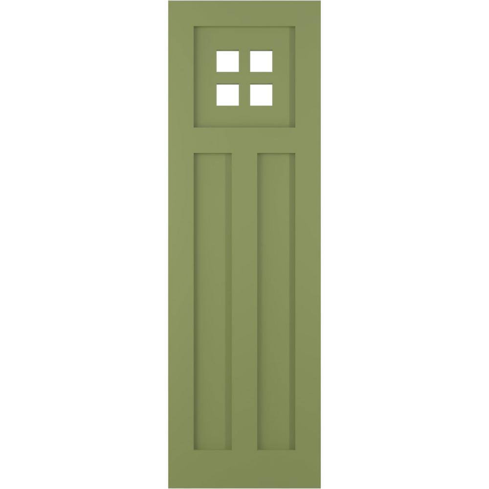 True Fit 12 in. x 32 in. PVC San Antonio Mission Style Fixed Mount Flat Panel Shutters Pair in Moss Green price history on PriceWatchPro