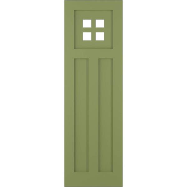 Ekena Millwork 18 in. x 61 in. True Fit PVC San Antonio Mission Style Fixed Mount Flat Panel Shutters Pair in Moss Green