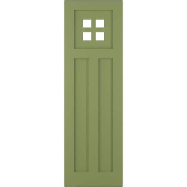 Ekena Millwork 18 in. x 79 in. True Fit PVC San Antonio Mission Style Fixed Mount Flat Panel Shutters Pair in Moss Green