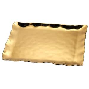 Gold Coast 11.75 in. Gold Porcelain Rectangular Platter