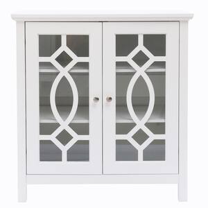 Luxen Home White and Black Accent Storage Cabinet with Doors and Shelf ...