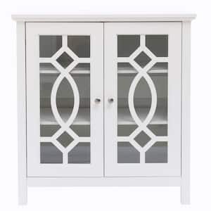 White Accent Storage Cabinet with Doors and Shelves