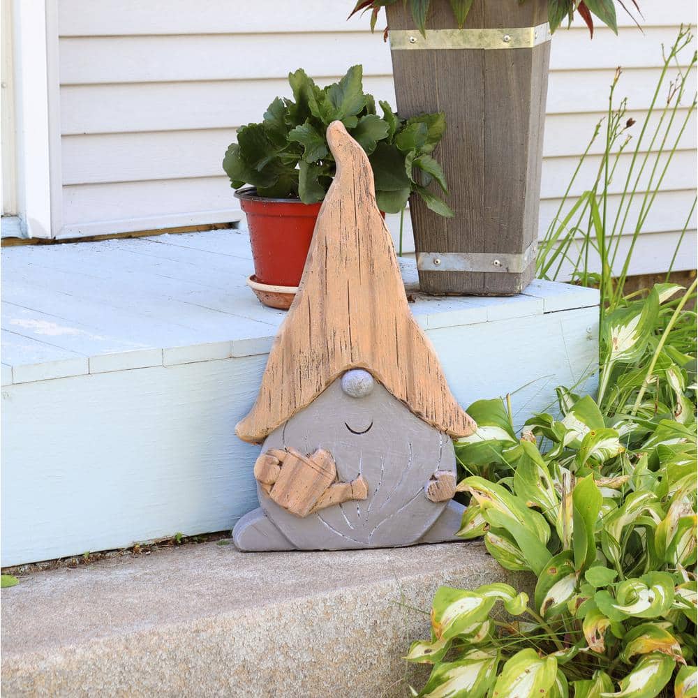 Gray and Beige Ceramic Indoor/Outdoor Garden Gnome Statue