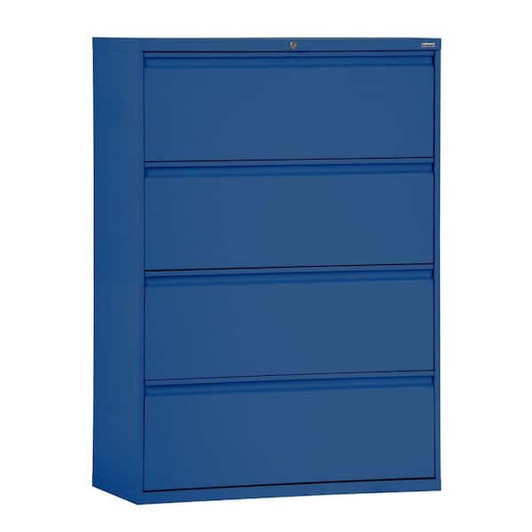 Sandusky 800 Series 42 in. W 4-Drawer Full Pull Lateral File Cabinet in Blue