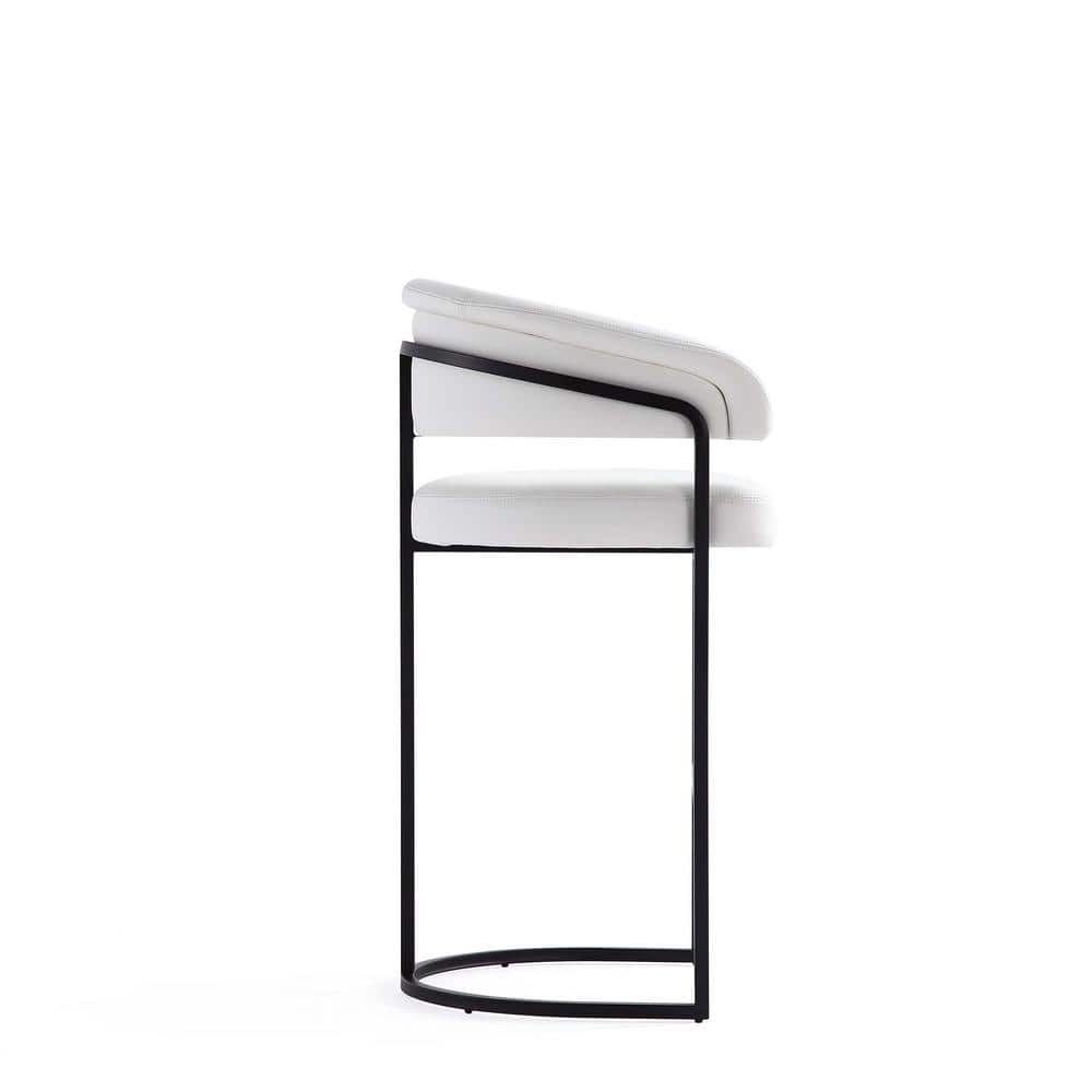 Augusta White Faux Leather Metal Bar Stool with Armrest