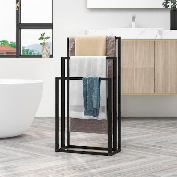 Bathroom Shelf Organizer with Modern Towel Bar