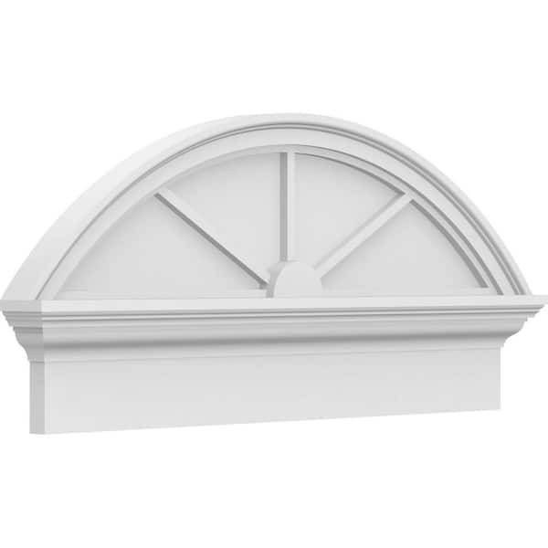 Ekena Millwork 2-3/4 in. x 32 in. x 14-7/8 in. Segment Arch 3-Spoke Architectural Grade PVC Combination Pediment Moulding