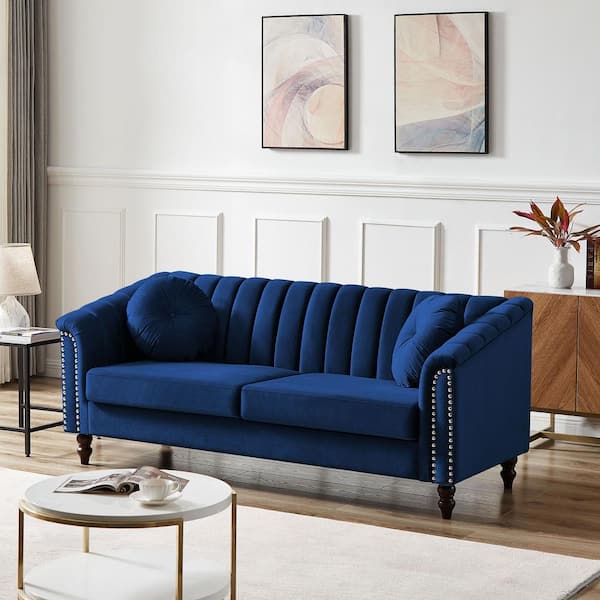 Luxury Wool Sofa Topper in Storm Blue