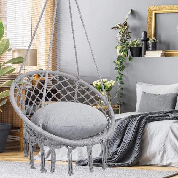 Sunyear Hammock Chair, Gray and White 
