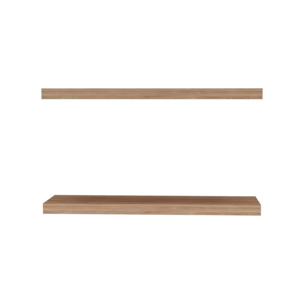 31.5 in. W x 9.8 in. D Matte Brown Decorative Wall Shelf with 2-Wide Floati