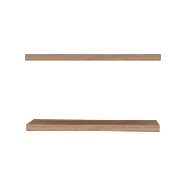 31.5 in. W x 9.8 in. D Matte Brown Decorative Wall Shelf with 2-Wide Floating Shelves for Bedroom and Living Room