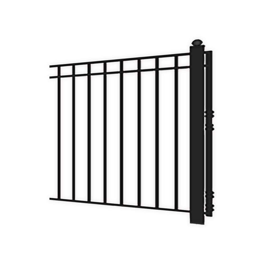 Madrid Style Black Steel Dual Swing Driveway Gate 14 x 6 feet