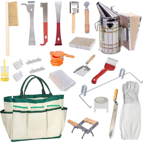 KIWDZFU Beekeeping Supplies Beekeeping Tools Kit with Organizer Tote Starter Kit for Beginners and Professional Beekeepers