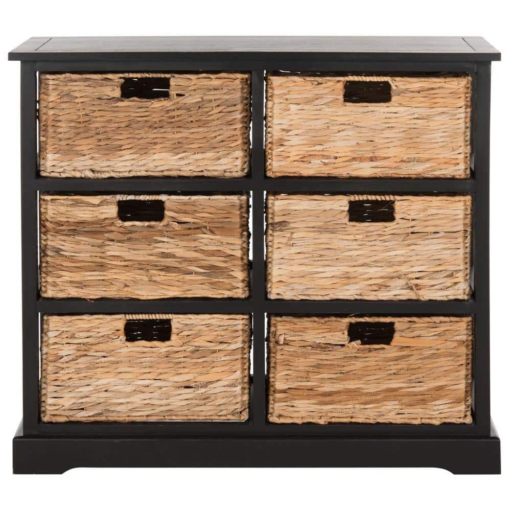 Keenan Transitional 6-Drawer Wicker Basket Storage Chest in Gray