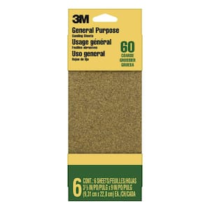 3-2/3 in. x 9 in. Aluminum Oxide Coarse Sanding Sheets (6-Pack)