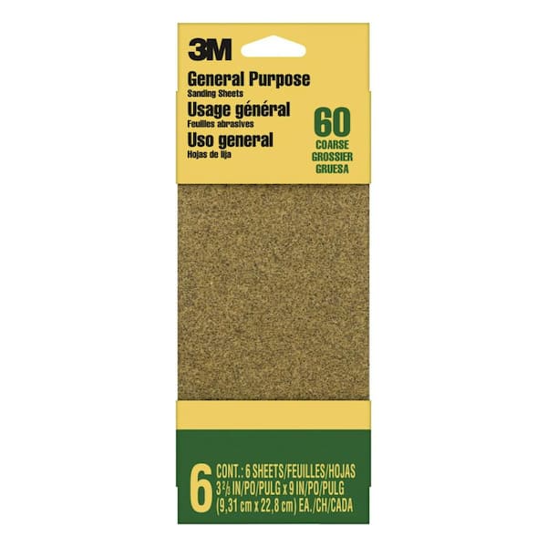 3M 3-2/3 in. x 9 in. Aluminum Oxide Coarse Sanding Sheets (6-Pack)