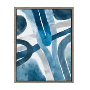 Sylvie "Abstract Blue and Gray Watercolor" 24 in. x 18 in. Framed Canvas Abstract Wall Art