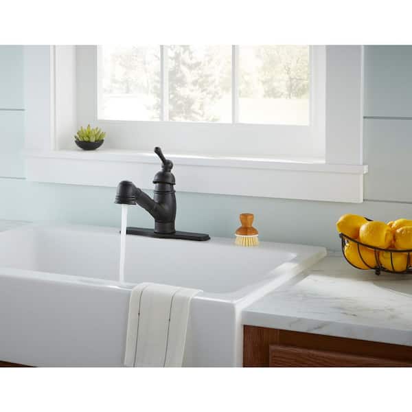 Opulence Single-Handle Pull-Out Sprayer Kitchen Faucet 1.75 GPM Deck Plate Included Satin Black