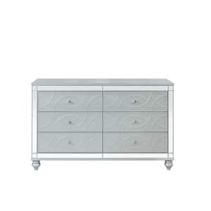 62 in. Silver 6-Drawer Dresser