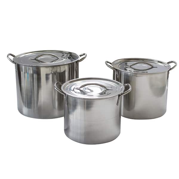 3-Piece Stainless Steel Stock Pot Set
