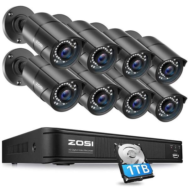 ZOSI 8-Channel 5Mp-Lite 1TB DVR Security Camera System with 8 1080p ...