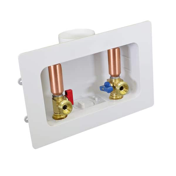 1/2 in. CPVC Brass Valve Fittings in White ABS Plastic Washing Machine Center Outlet Box with Hammer Arrester 2 Pack
