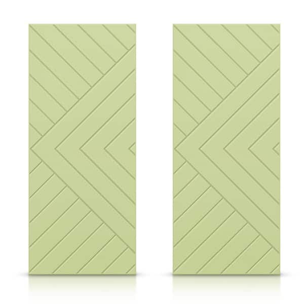 CALHOME 84 in. x 80 in. Hollow Core Sage Green Stained Composite MDF Interior Double Closet Sliding Doors