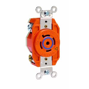 20 Amp 120/208-Volt 3-Phase Flush Mounting Isolated Ground Locking Outlet, Orange