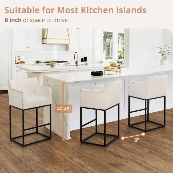 LUE BONA Luna 30 Beige Fabric Upholstered Counter Bar Stool