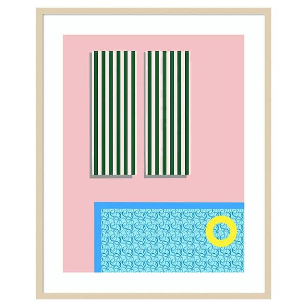 Amanti Art Poolside Fun II by Regina Moore 33 in. W x 41 in. H. Wood Framed Wall Art Print Framed in Brown