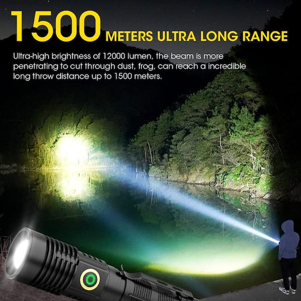 Lukyamzn IPX6 Black 3.7 Volt 12000 Lumen LED Rechargeable