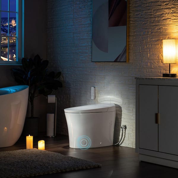 Victoria Intelligent Chair Height 1.0 GPF /1.6 GPF Elongated Toilet in White with Auto Flush and Foot Sensor Operation