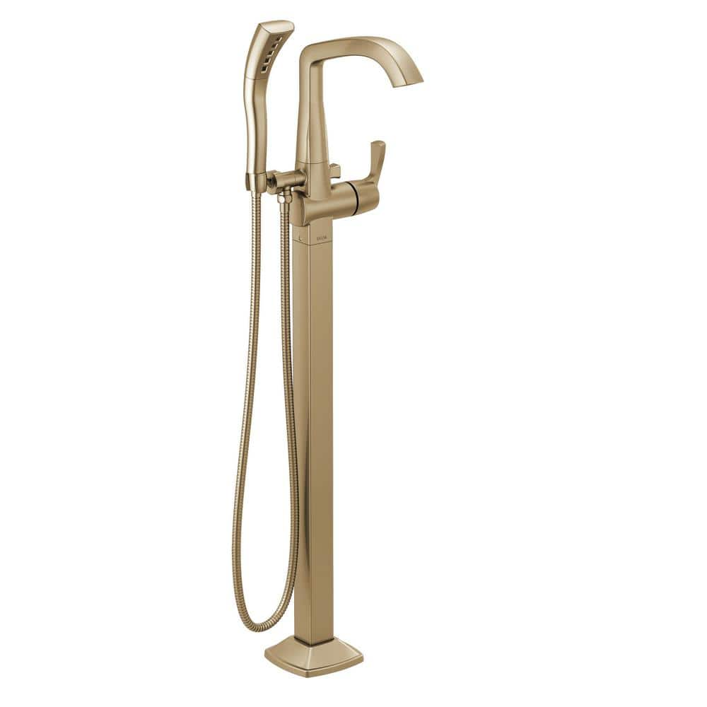 Delta Stryke 1-Handle Freestanding Tub Filler Trim Kit with Handshower in  Champagne Bronze (Valve Not Included) T4776-CZFL - The Home Depot