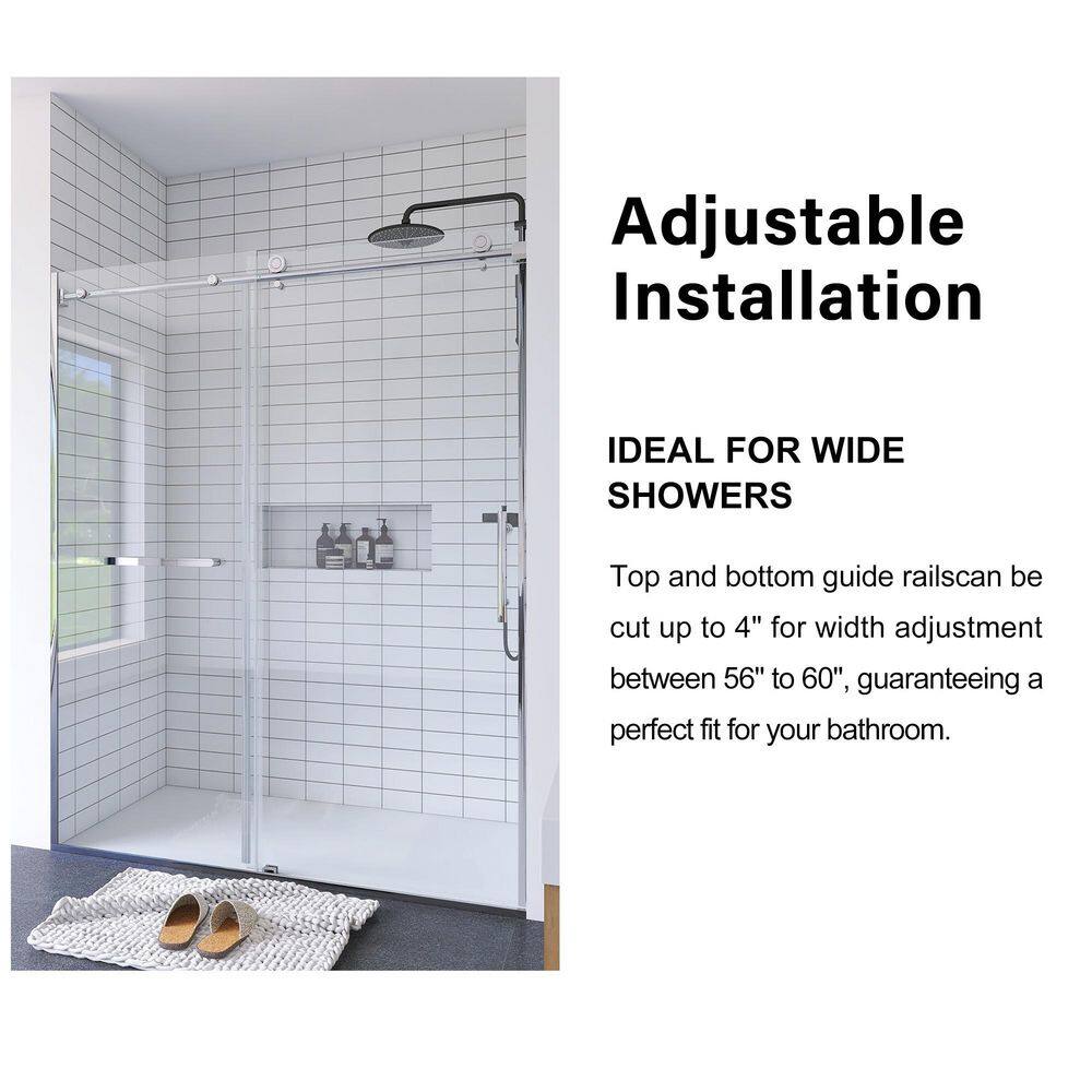 60" Chrome Semi-Frame Sliding Shower Door with Tempered Glass