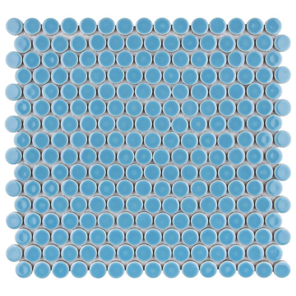 Hudson Penny Round Light Blue 6 in. x 6 in. Porcelain Mosaic Take Home Tile Sample price history on PriceWatchPro