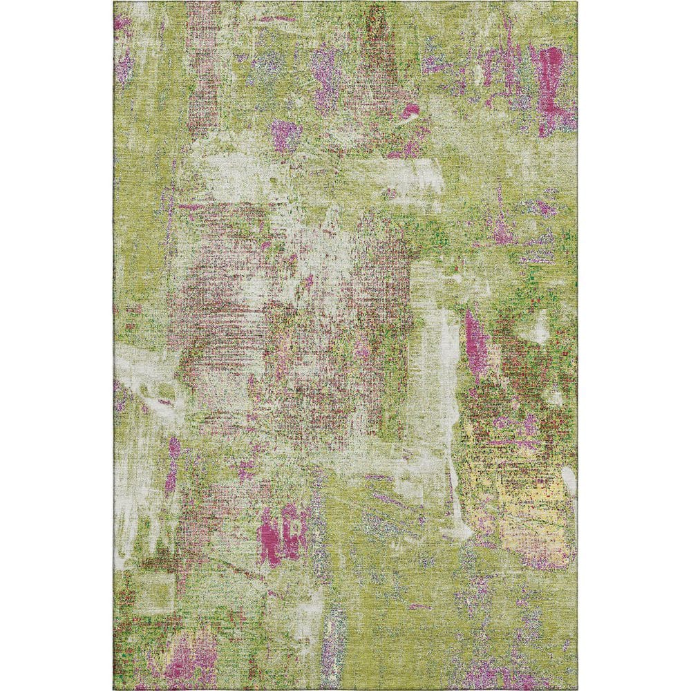 Mayfield Premium Machine Washable Abstract AMF989 Lime 3 ft. x 4 ft. Area Rug price history on PriceWatchPro