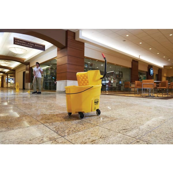 Lavex 44 Qt. Yellow Mop Bucket with Side Press Wringer