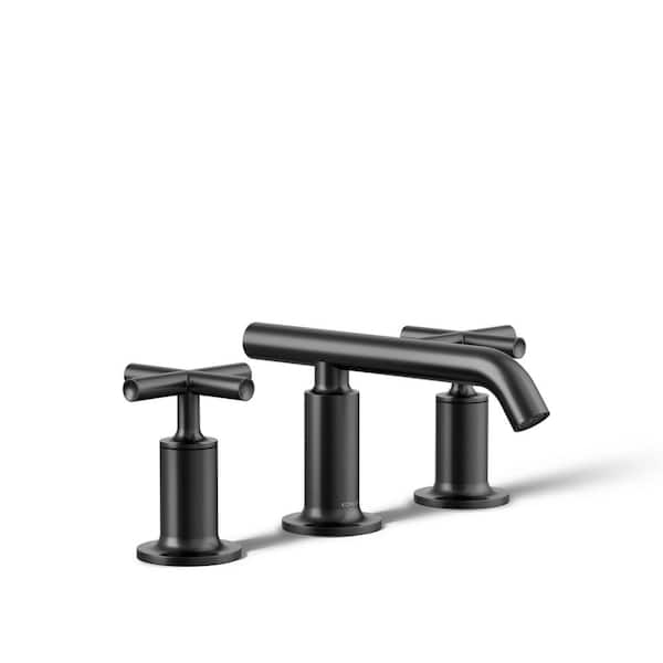 KOHLER Purist 8 in. Widespread 2-Handle Bathroom Sink Faucet with Low Cross Handles and Low Spout in Matte Black