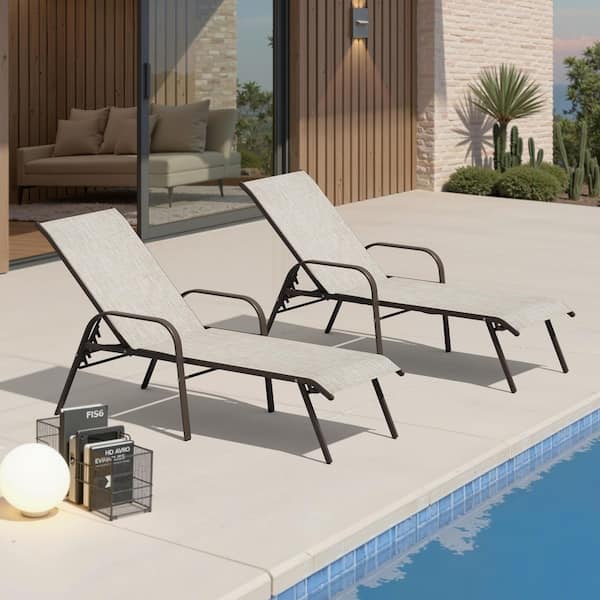 Oak Mid-Century Accent Natural Wood Outdoor Lounge Chair with Dark Gray Cushion