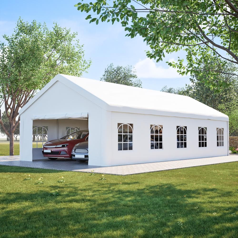 16x32FT Heavy Duty Carport Canopy, Portable Metal Garage with Waterproof Cover & Sidewalls for Vehicles price history on PriceWatchPro