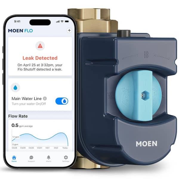 Flo 1.25 in. Shutoff Whole-Home Leak Detector and Automatic Water Shutoff Valve with Brass Fittings