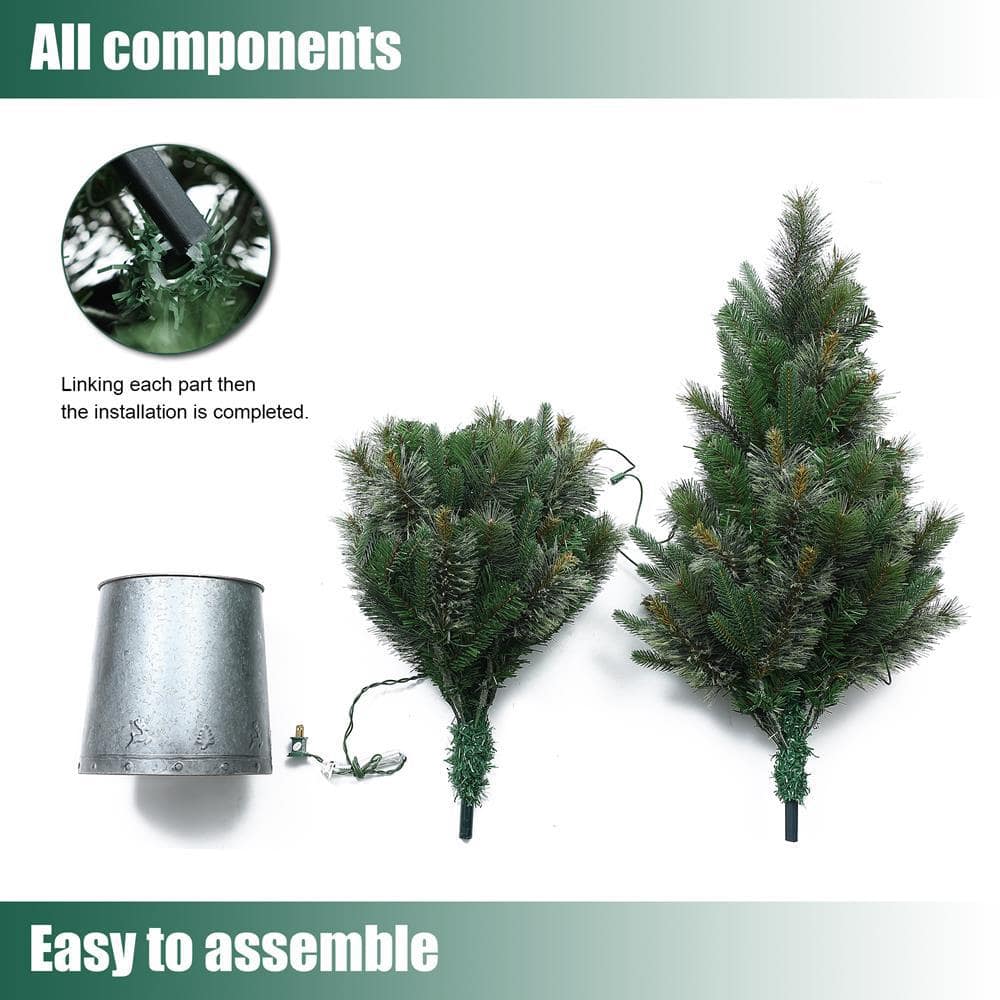 4' Green Pre-Lit Pine Christmas Tree with Metal Pot
