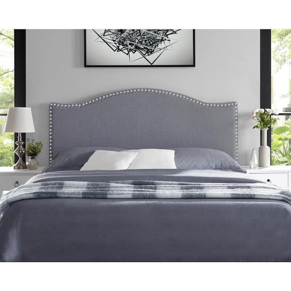 Light Gray Headboards for Queen Size Bed, Upholstered Nail Head Bed  Headboard, Height Adjustable Queen Headboard