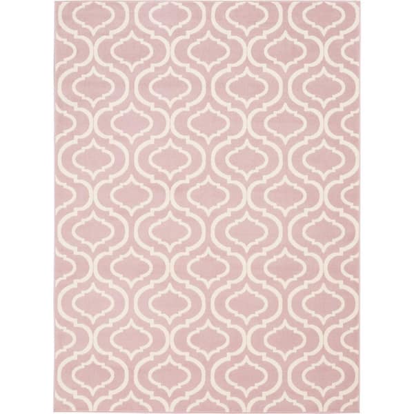 6 X 9 Pink and Ivory Moroccan Power Loom Area Rug