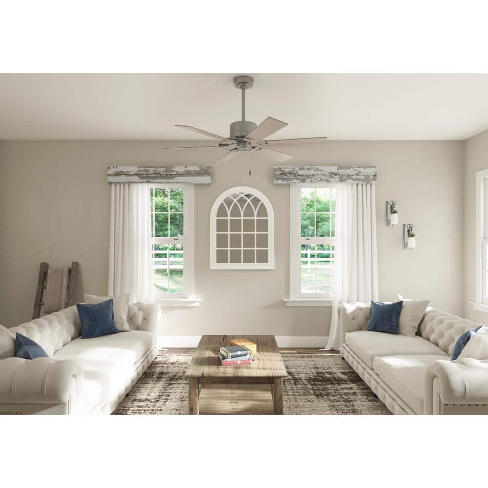 Gilrock 52" Matte Silver and Light Brown 6-Blade Ceiling Fan